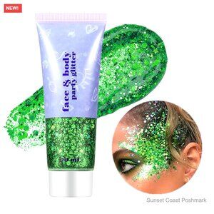 Green Holographic Chunky Sequins Glitter Gel for Face Body Hair Nails